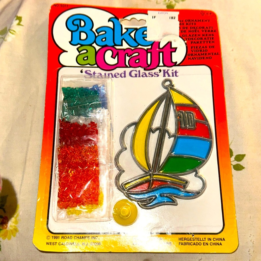 1991 Bake a Craft stained glass kit - Sailboat.  In original packaging